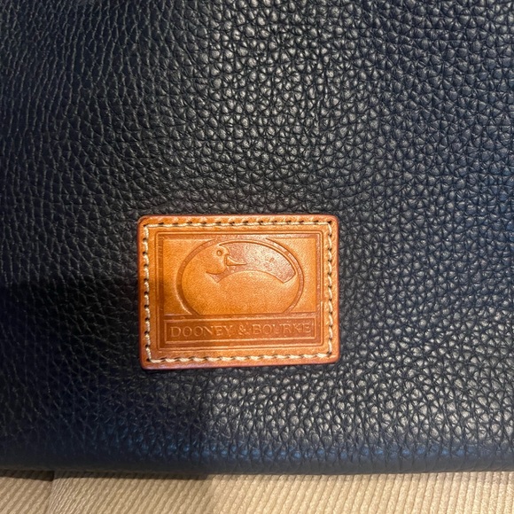 Dooney & Bourke Navy Leather Bag with Brown Logo Patch - Picture 2 of 4